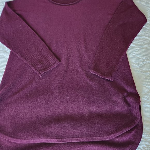 Merino wool sweater - Medium - Long sleeves - Burgundy color - Picture 6 of 6
